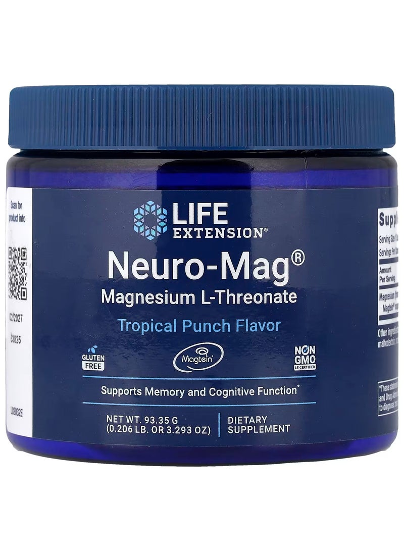 Life Extension, Neuro-Mag®, Magnesium L-Threonate, Tropical Punch, 3.293 oz (93.35 g) - Image 2