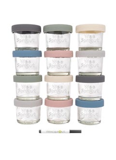 Glass Baby Food Containers Set Of 12 4 Oz Storage Containers Leakproof And Airtight Silicone Lids Freezer Safe Baby Food Jars Measurement Markings Microwave And Dishwasher Safe - pzsku/ZB249EED577277923B4FDZ/45/_/1688971401/dbff0f60-d72e-4657-8a41-21cb74d3365c