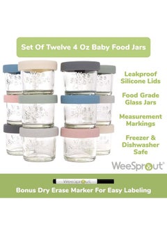 Glass Baby Food Containers Set Of 12 4 Oz Storage Containers Leakproof And Airtight Silicone Lids Freezer Safe Baby Food Jars Measurement Markings Microwave And Dishwasher Safe - pzsku/ZB249EED577277923B4FDZ/45/_/1688971413/b1156fc2-1a98-47a2-8000-06a0427dc6be