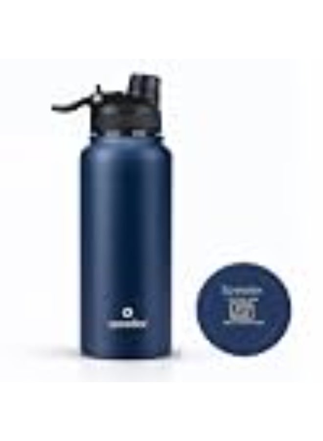 Speedex Vacuum Insulated Stainless Steel Water Bottle 1 Litre (1000ml / 1L / 1 Ltr) with 2-in-1 Lid (Straw & Spout), Hot & Cold Leakproof Thermosteel Travel Flask for Office, Gym & School (Teal Blue) - Image 1