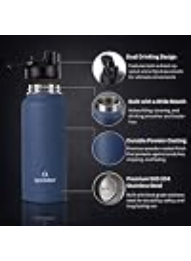 Speedex Vacuum Insulated Stainless Steel Water Bottle 1 Litre (1000ml / 1L / 1 Ltr) with 2-in-1 Lid (Straw & Spout), Hot & Cold Leakproof Thermosteel Travel Flask for Office, Gym & School (Teal Blue) - Image 2