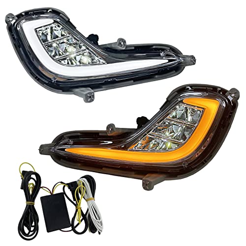 BOXLIGHT Fit For 2012-2017 Hyundai Accent Fog Lights with DRL and turn signal Full Kit with Switch and Harness (LED Version) - Image 1
