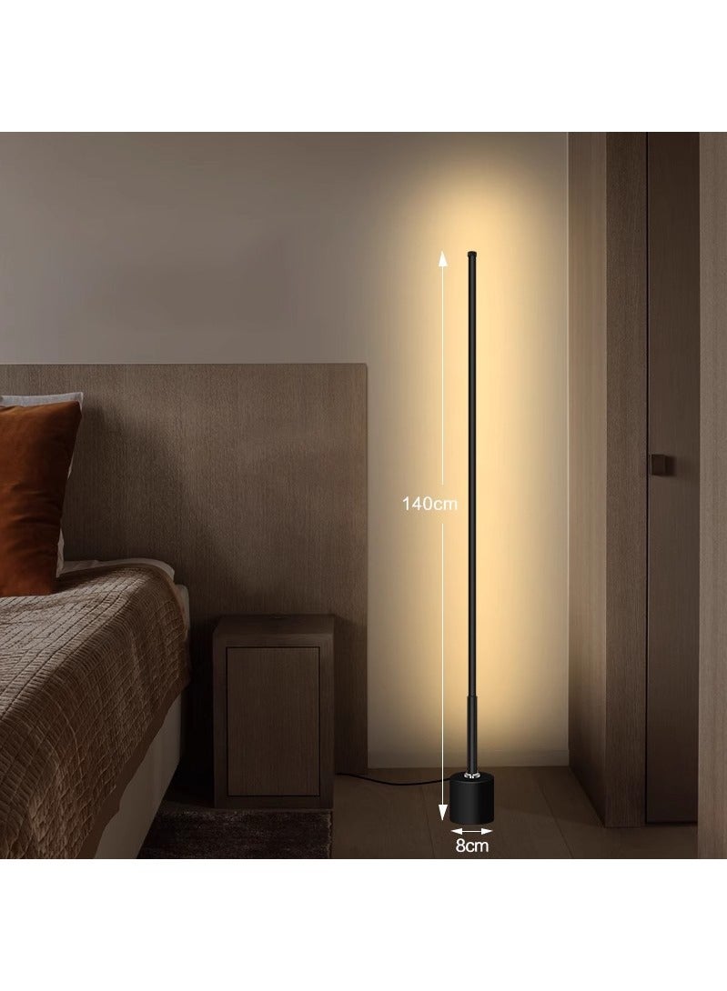 موندا مصباح أرضي واقف، مصباح أرضي إسكندنافي بسيط مع جهاز تحكم عن بعد 3 درجات حرارة ألوان، مصابيح أرضية قابلة للتعتيم لغرفة المعيشة وغرفة النوم والمكتب والقراءة والديكور أسود 8x8x140 سم - Image 5