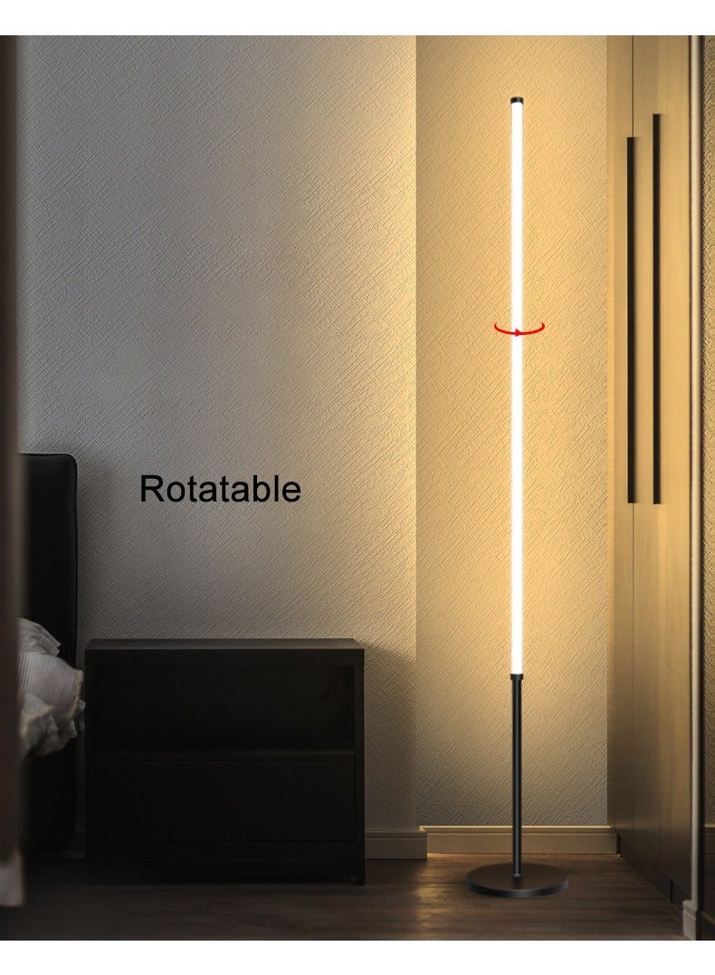 موندا مصباح أرضي واقف، مصباح أرضي إسكندنافي بسيط مع جهاز تحكم عن بعد 3 درجات حرارة ألوان، مصابيح أرضية قابلة للتعتيم لغرفة المعيشة وغرفة النوم والمكتب والقراءة والديكور أسود 8x8x140 سم - Image 4
