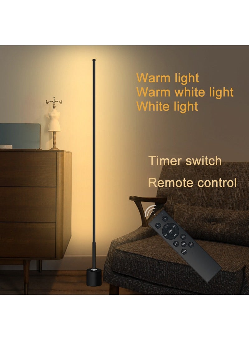 موندا مصباح أرضي واقف، مصباح أرضي إسكندنافي بسيط مع جهاز تحكم عن بعد 3 درجات حرارة ألوان، مصابيح أرضية قابلة للتعتيم لغرفة المعيشة وغرفة النوم والمكتب والقراءة والديكور أسود 8x8x140 سم - Image 3