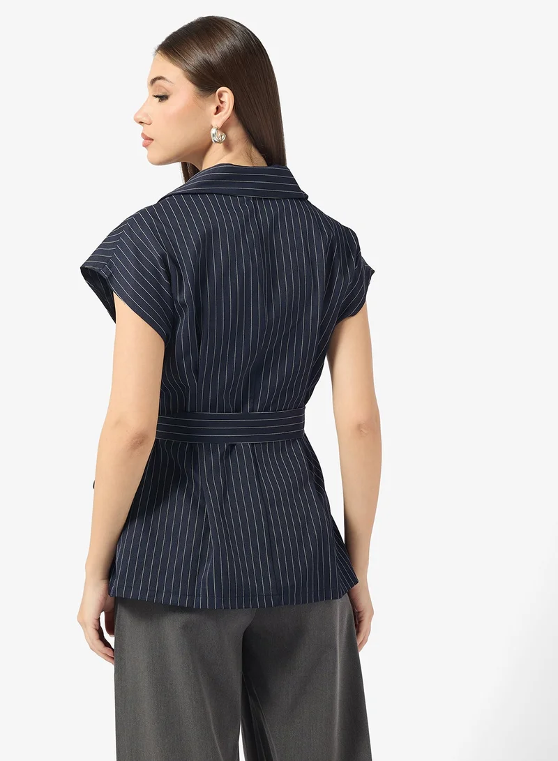 ELLA Striped Wrap Top