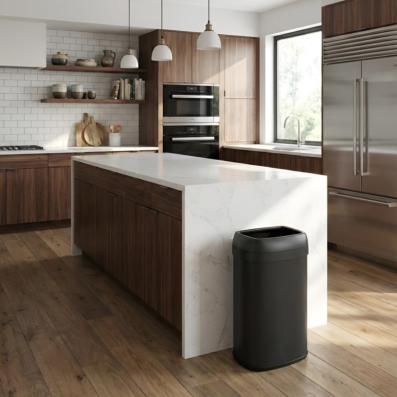 iTouchless 16 Gallon / 61 Liter Open Top Kitchen Trash Can & Recycle Bin, Matte Black Stainless Steel Commercial Grade Garbage Bin with Dual Odor Filters for Office, Garage, Restaurant, and Home - Image 2