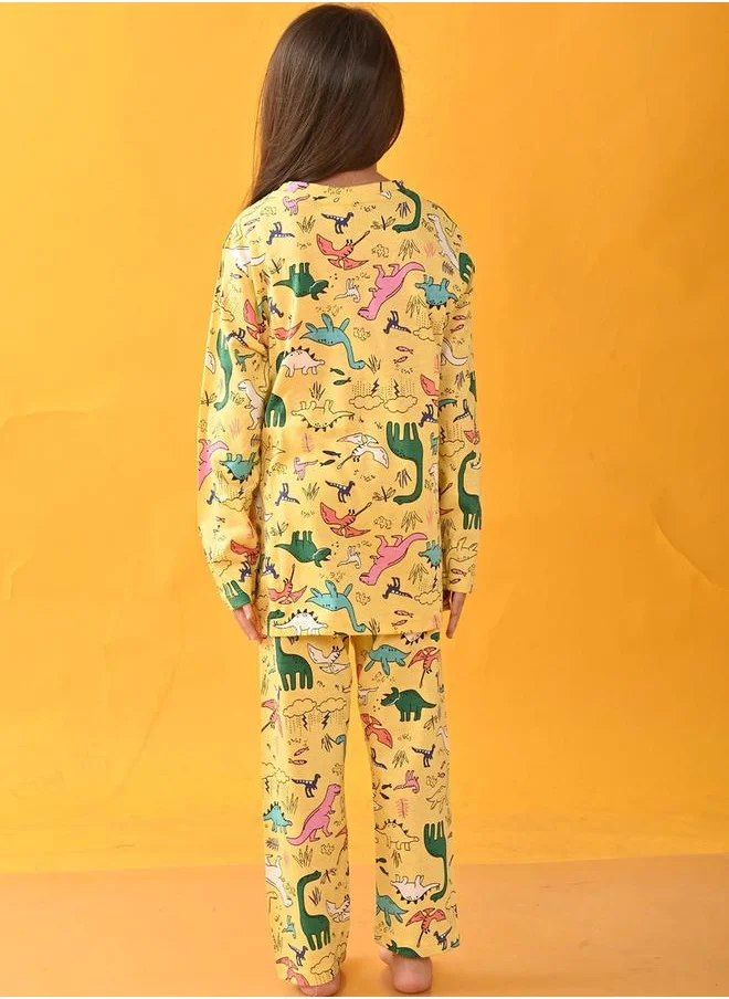 Anthrilo Dinosaur Print T-Shirt & Pyjama Set by Styli