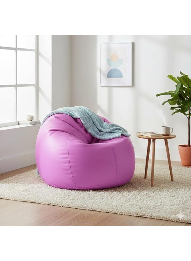 Harmony Home Puffy Leather Bean Bag | Versatile Comfy Lounge & Bedroom Seating | Water-Repellent | Dimensions 110x80cm | Pink - Image 1