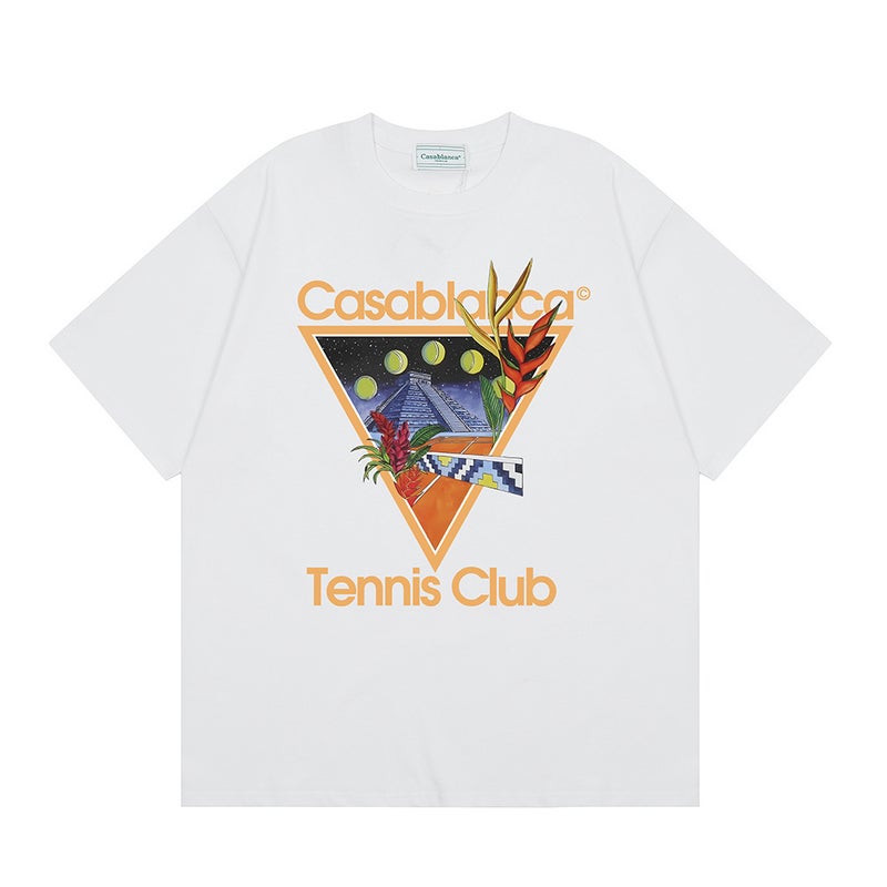 Cross-border fashion brand Casablanca Casa summer new item painted print unisex loose short-sleeved T-shirt trend - Image 5