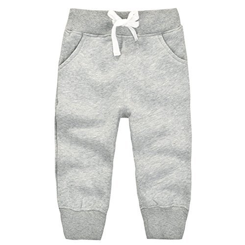 CuteOn Unisex Toddler Jogger Pants Kids Cotton Elastic Waist Winter Baby Sweatpants Pants 2Years Grey - Image 1