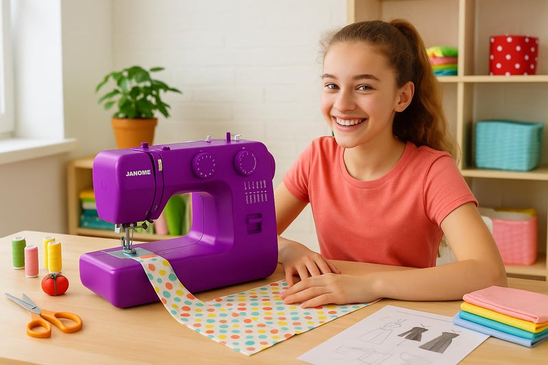 Janome ماكينة خياطة جانومي بوربل ماجستي سهلة الاستخدام مع إطار معدني داخلي، مخطط للبكرة، فيديوهات تعليمية، مصممة مع وضع المبتدئين في الاعتبار للملابس، العمل بالرقع، والت quilting الخفيف - Image 2
