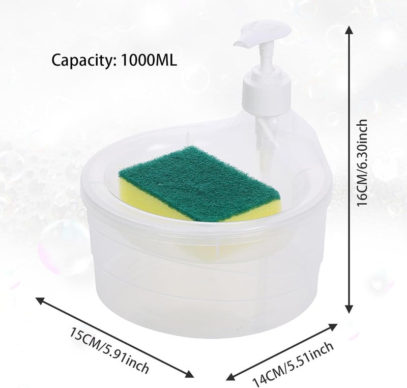 Right Products منتجات صحيحة 2 في 1 موزع سائل غسيل الصحون لموزع صابون المطبخ حامل الإسفنجة موزع سائل الغسيل لسطح المطبخ - Image 3