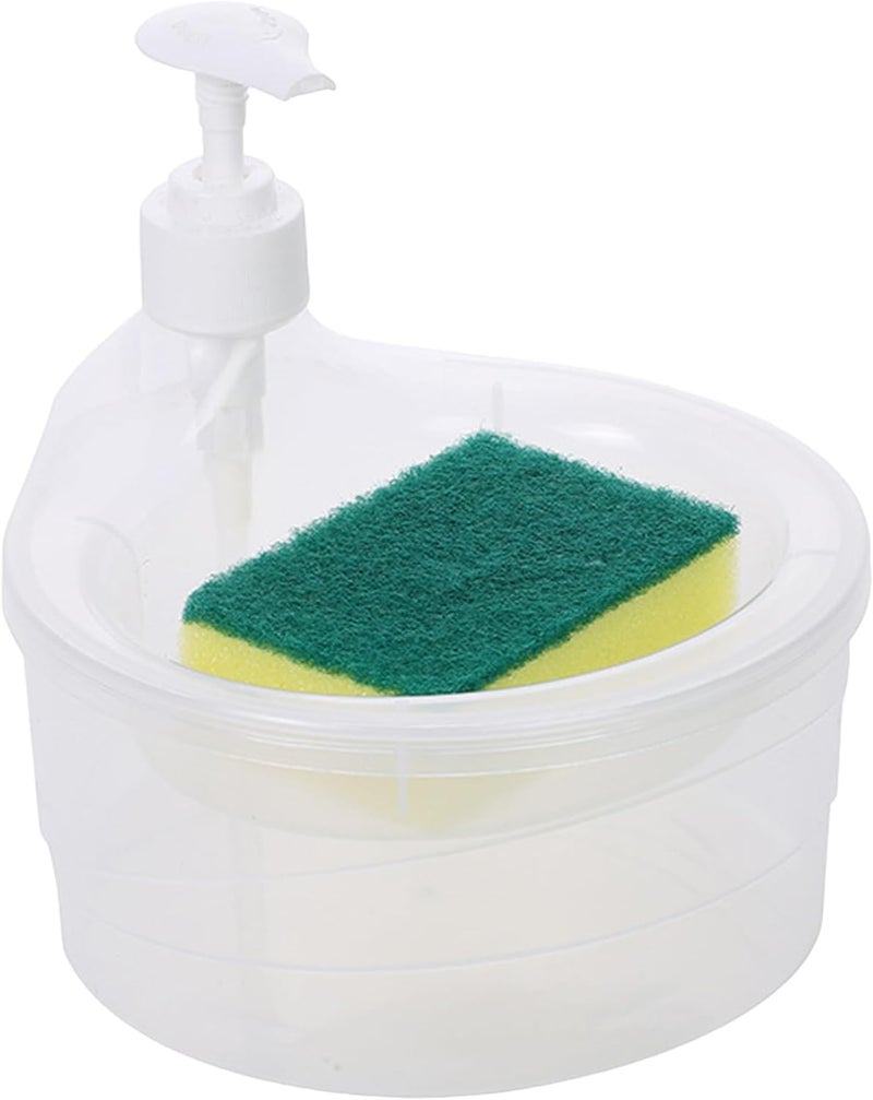 Right Products منتجات صحيحة 2 في 1 موزع سائل غسيل الصحون لموزع صابون المطبخ حامل الإسفنجة موزع سائل الغسيل لسطح المطبخ - Image 1