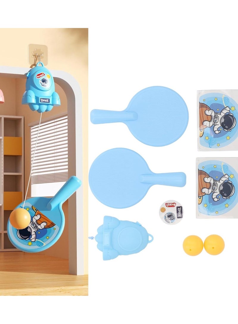 HALAMODO Indoor Hanging Table Tennis for Kids, Portable Table Tennis Trainer, Table Tennis Parent-Child Interactive Game Toy Exerciser, Hanging Pingpong Balls Training Sparring Device, Outer Space Theme - Image 2