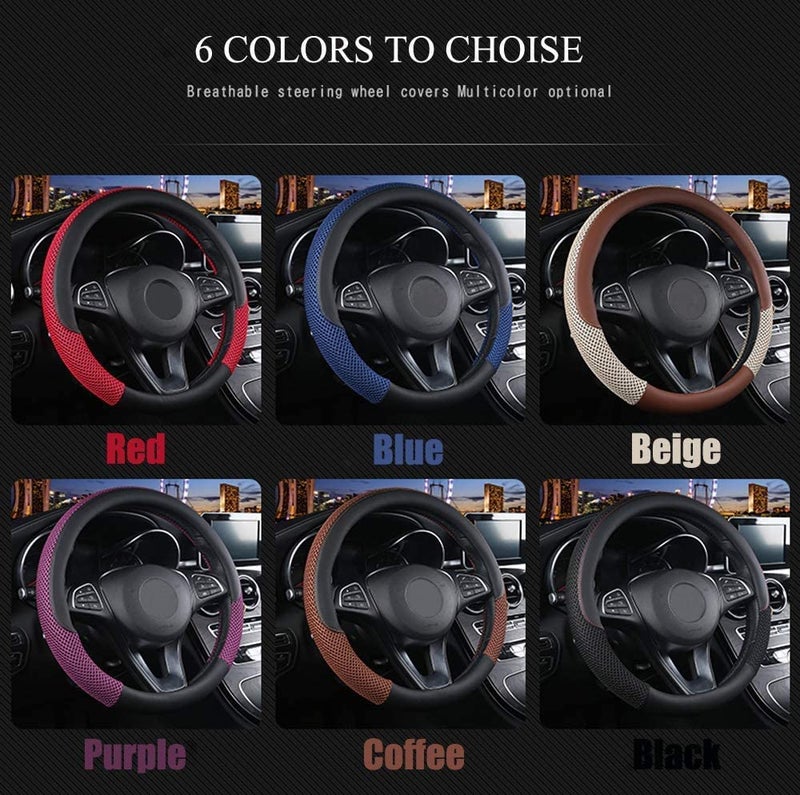 Cxtiy Premium Ice Silk Steering Wheel Cover - Soft, Breathable, and Anti-Slip for Ultimate Comfort and Style Fit Most of Cars SUV Auto Vehicle (C-Black) - Image 1