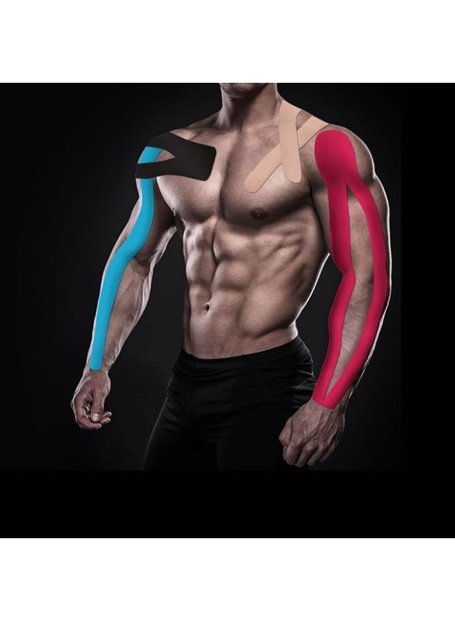 SUPERBAA Superba Kinesiology Tape - 5cm x 5m Professional Elastic Sports Recovery Tape for Muscle Support, Pain Relief & Injury Recovery - Water Resistant & Breathable - Blue - Image 4