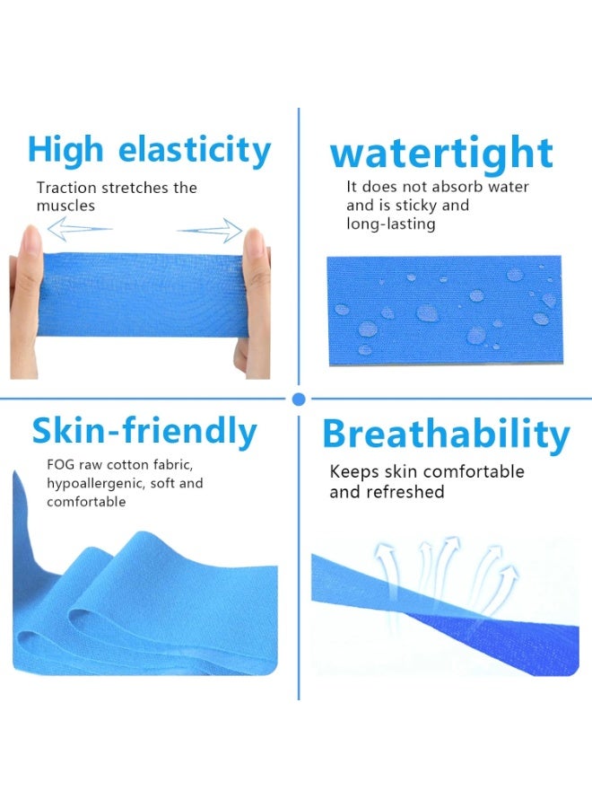 SUPERBAA Superba Kinesiology Tape - 5cm x 5m Professional Elastic Sports Recovery Tape for Muscle Support, Pain Relief & Injury Recovery - Water Resistant & Breathable - Blue - Image 3