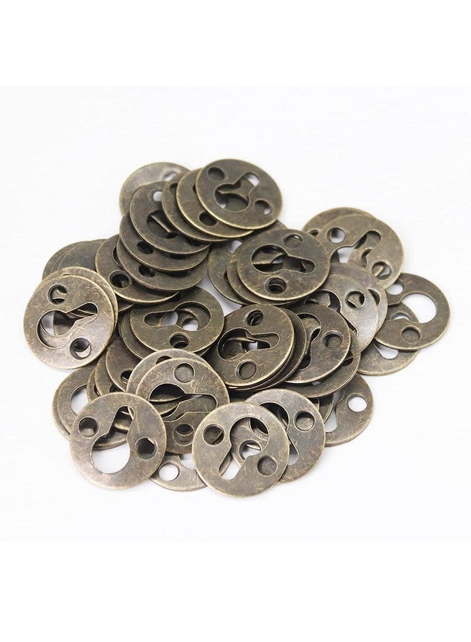 Adiyer 50Pcs Round 25Mm / 1Inch Mortise Type Metal Keyhole Hangers Shelf Brackets Picture Frame Hanging Plate (Antique Bronze) - Image 5