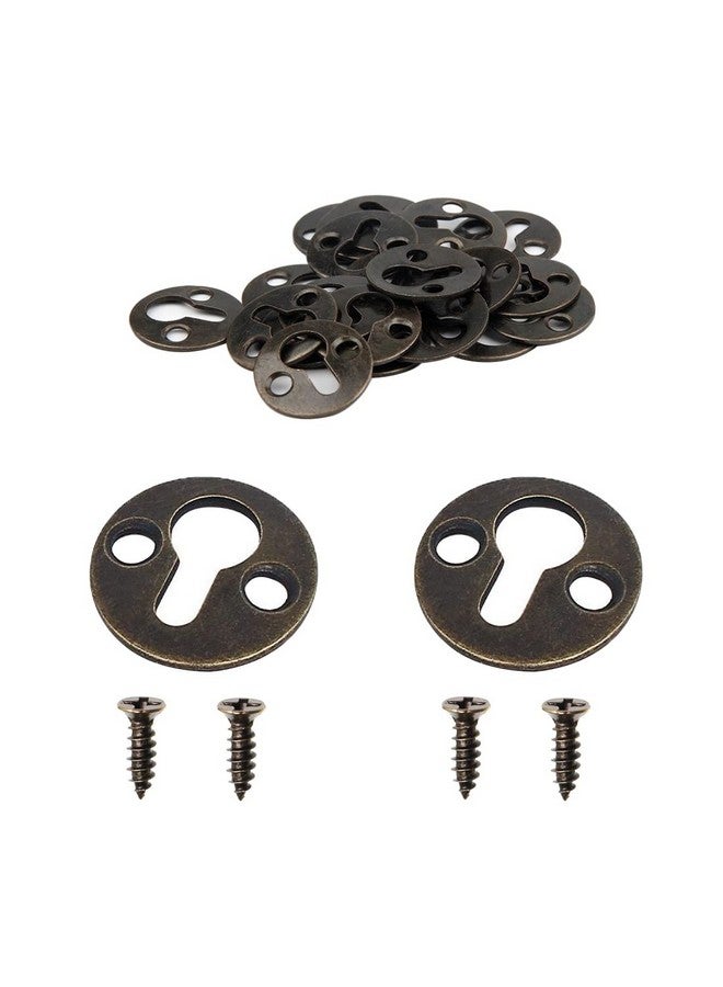 Adiyer 50Pcs Round 25Mm / 1Inch Mortise Type Metal Keyhole Hangers Shelf Brackets Picture Frame Hanging Plate (Antique Bronze) - Image 1