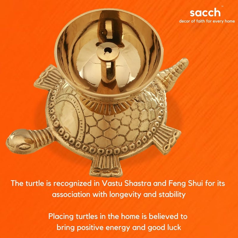 Sacch Brass Turtle Diya for Puja 1 Piece Gold - Image 3
