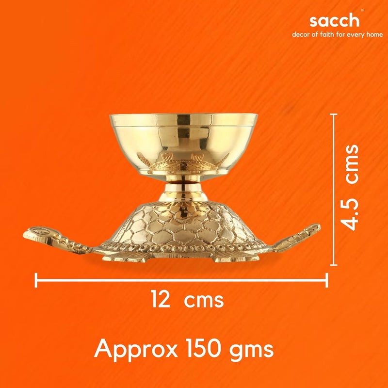 Sacch Brass Turtle Diya for Puja 1 Piece Gold - Image 4