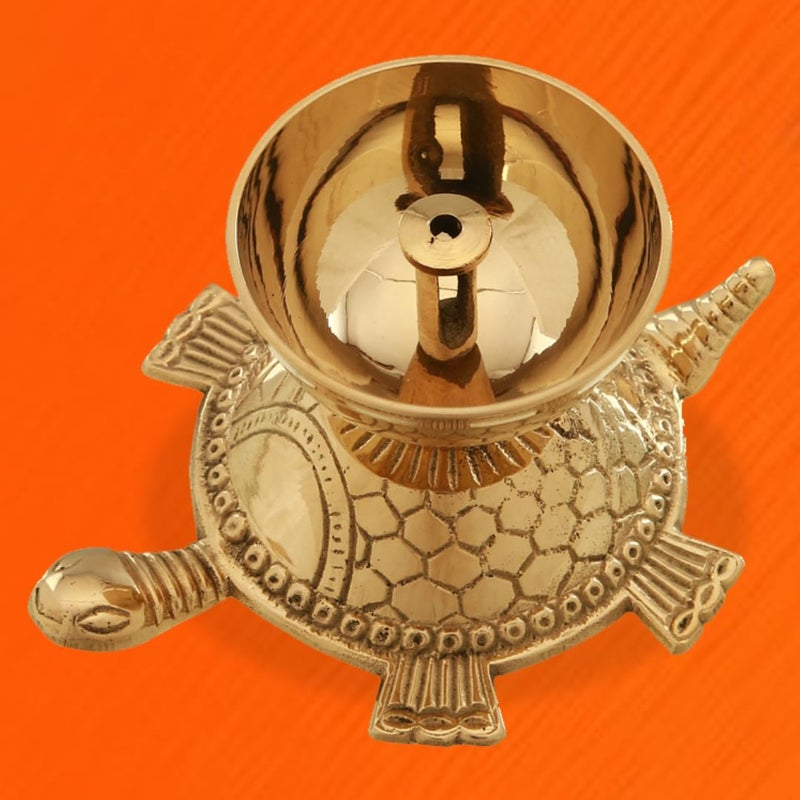 Sacch Brass Turtle Diya for Puja 1 Piece Gold - Image 1