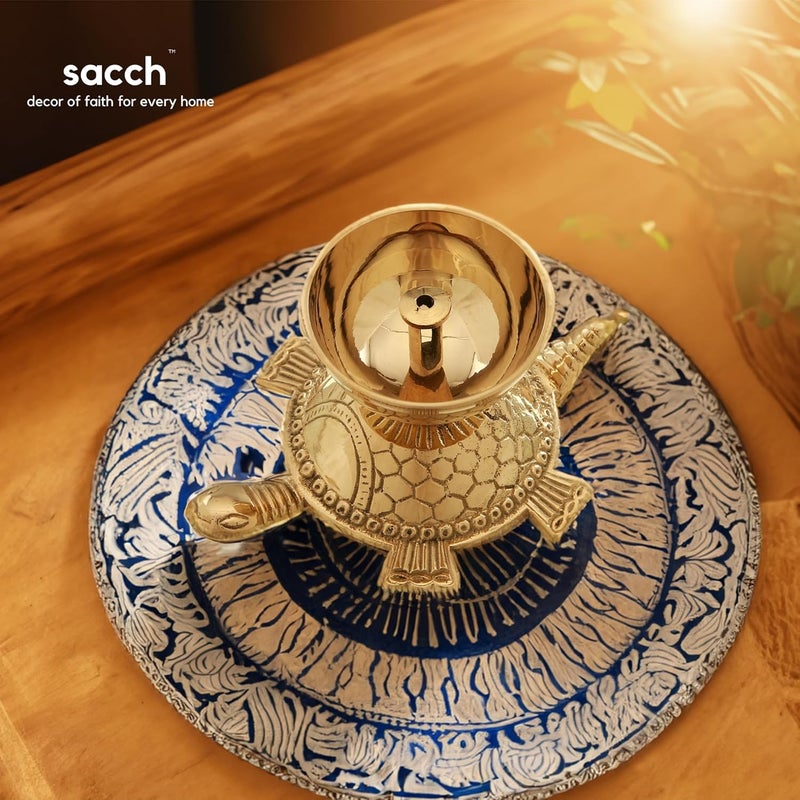 Sacch Brass Turtle Diya for Puja 1 Piece Gold - Image 2