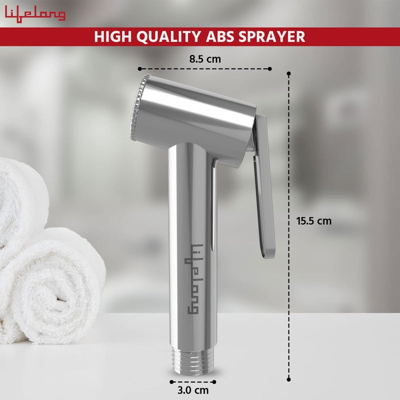 Lifelong Health Faucet Gun, Hand Jet Bidet Spray Head|ABS Material|Health Faucet for Bathroom|Wall Mount Installation (LLBAHFH19, Chrome, 1 Year Warranty) - Image 2