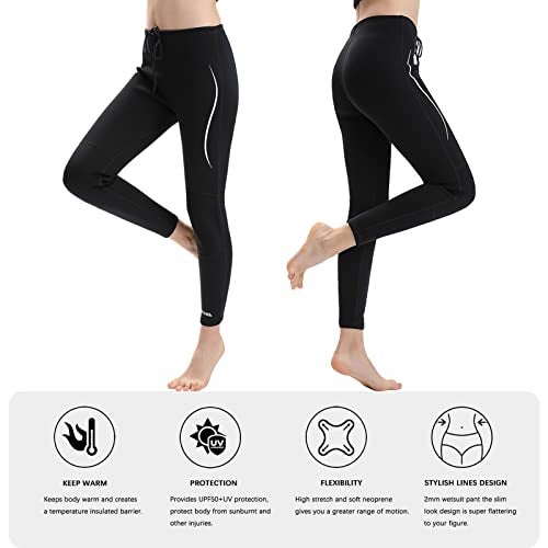 REALON Wetsuit Pants Men Womens Wet Suits Swim Tights 3mm Neoprene Swimming Leggings 2mm Long Diving Surfing Kayak Pant Keep Warm for Workout Scuba Snorkeling Canoeing Water Sports - Image 5