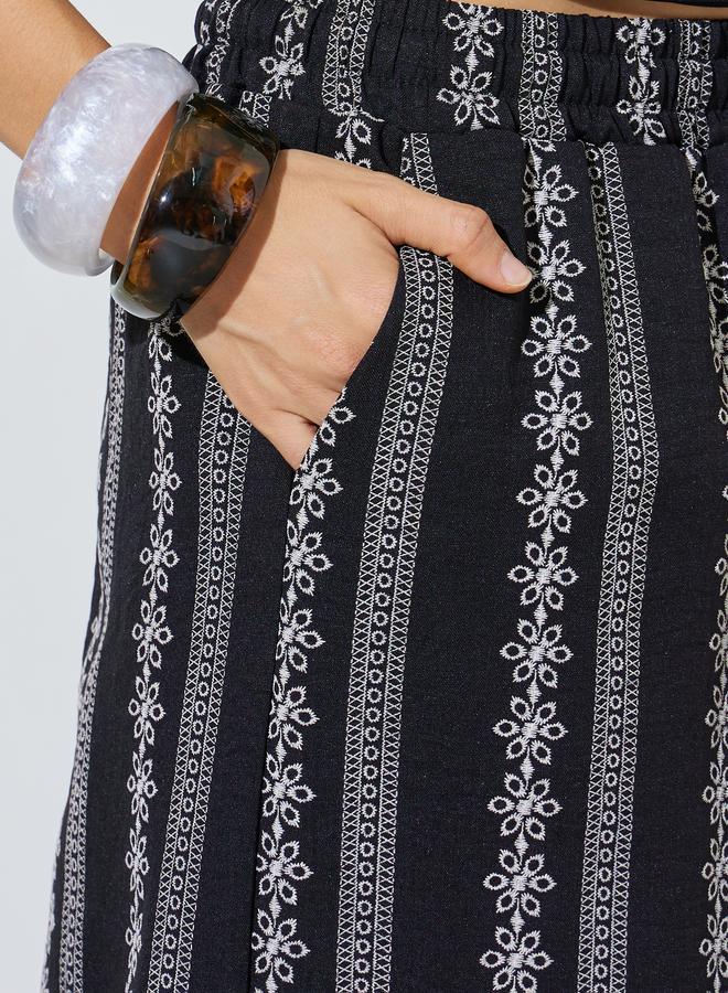 Styli Black Wide Leg Embroidered Palazzo Pants - Image 3