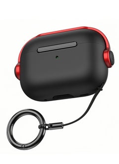Airpods 4 Case, Airpods 4th Generation Case with Lock, Airpods 4 Generation Protective Case, Soft TPU Shockproof Cover with Keychain for Apple Airpods 4 (Black/Red)