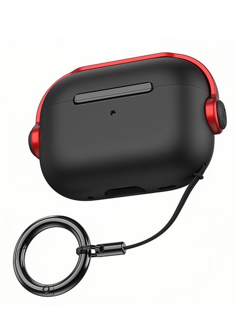 Airpods 4 Case, Airpods 4th Generation Case with Lock, Airpods 4 Generation Protective Case, Soft TPU Shockproof Cover with Keychain for Apple Airpods 4 (Black/Red)