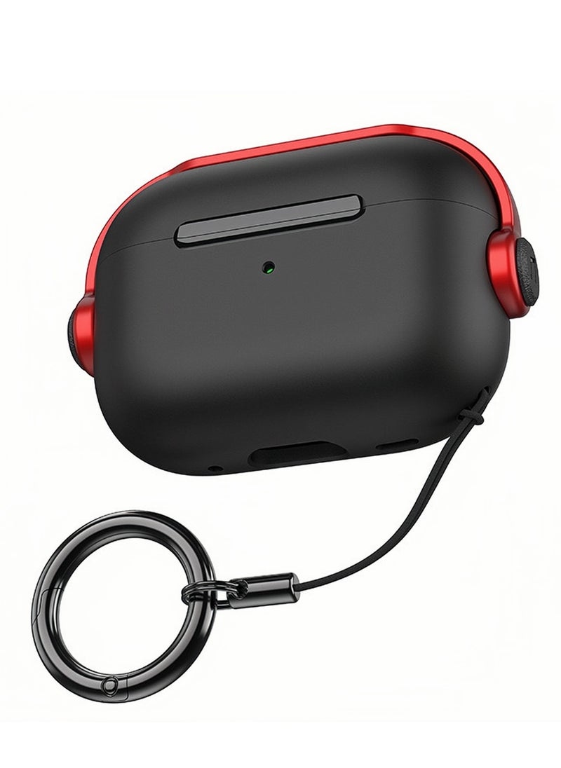 Generic - Airpods 4 Case, Airpods 4th Generation Case with Lock, Airpods 4 Generation Protective Case, Soft TPU Shockproof Cover with Keychain for Apple Airpods 4 (Black/Red) - Image 1