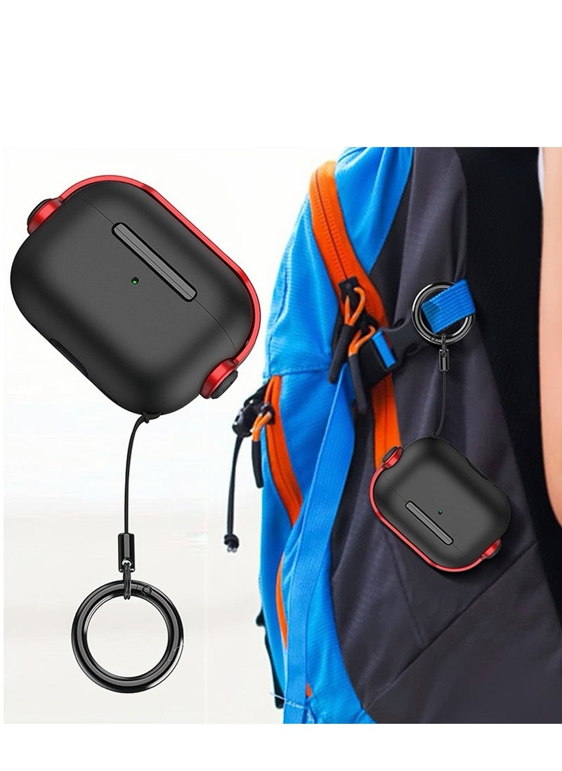 Generic - Airpods 4 Case, Airpods 4th Generation Case with Lock, Airpods 4 Generation Protective Case, Soft TPU Shockproof Cover with Keychain for Apple Airpods 4 (Black/Red) - Image 1
