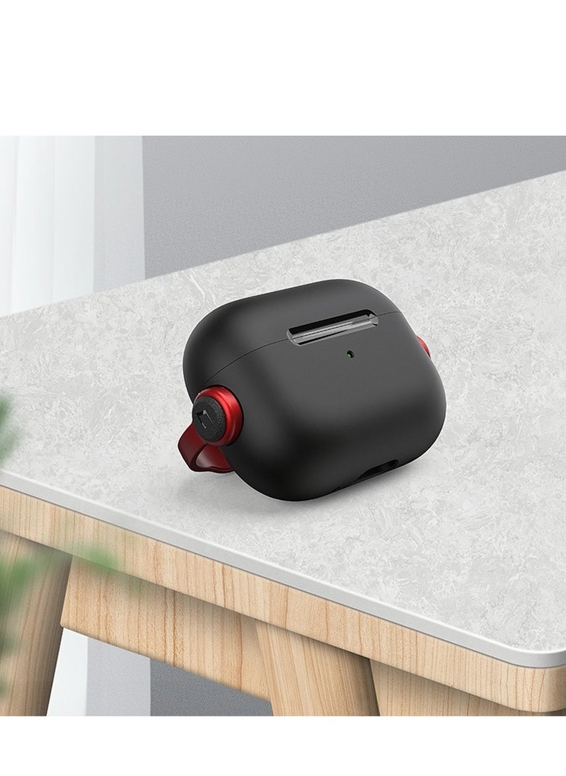 Generic - Airpods 4 Case, Airpods 4th Generation Case with Lock, Airpods 4 Generation Protective Case, Soft TPU Shockproof Cover with Keychain for Apple Airpods 4 (Black/Red) - Image 1