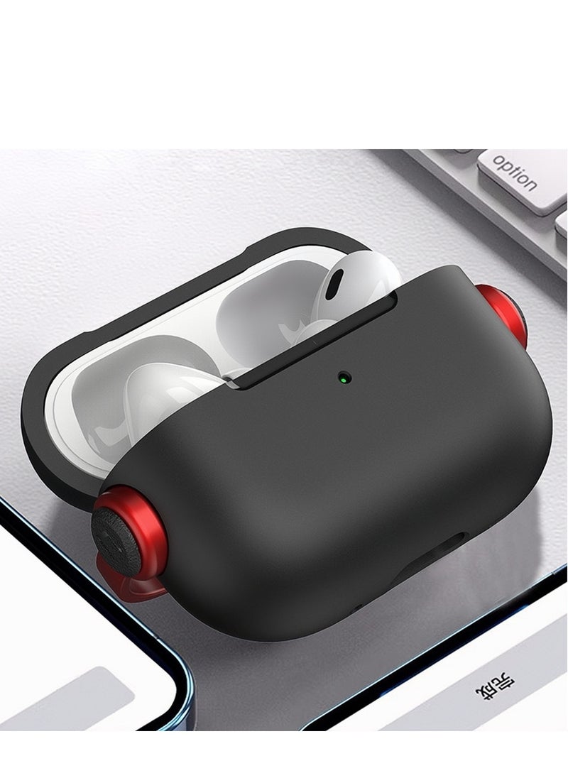 Generic - Airpods 4 Case, Airpods 4th Generation Case with Lock, Airpods 4 Generation Protective Case, Soft TPU Shockproof Cover with Keychain for Apple Airpods 4 (Black/Red) - Image 1