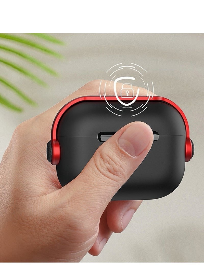 Generic - Airpods 4 Case, Airpods 4th Generation Case with Lock, Airpods 4 Generation Protective Case, Soft TPU Shockproof Cover with Keychain for Apple Airpods 4 (Black/Red) - Image 1