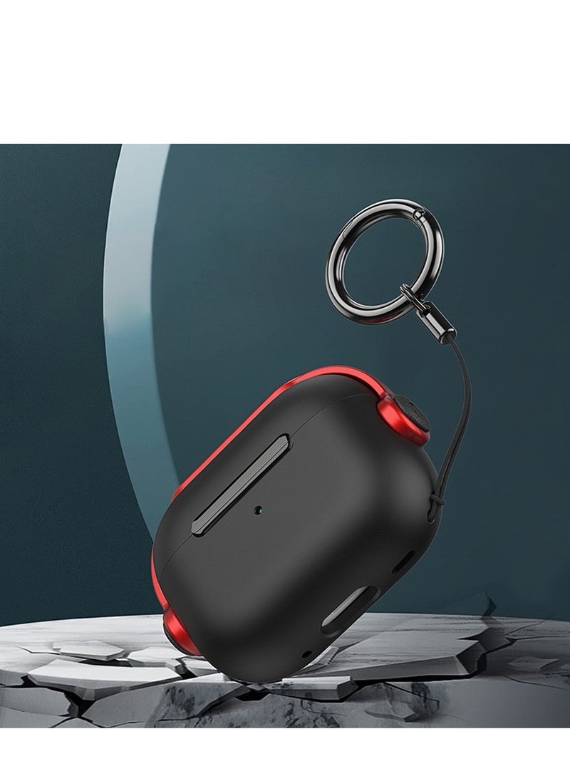 Generic - Airpods 4 Case, Airpods 4th Generation Case with Lock, Airpods 4 Generation Protective Case, Soft TPU Shockproof Cover with Keychain for Apple Airpods 4 (Black/Red) - Image 1