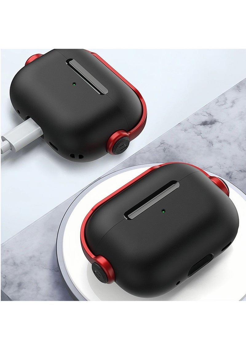 Generic - Airpods 4 Case, Airpods 4th Generation Case with Lock, Airpods 4 Generation Protective Case, Soft TPU Shockproof Cover with Keychain for Apple Airpods 4 (Black/Red) - Image 1
