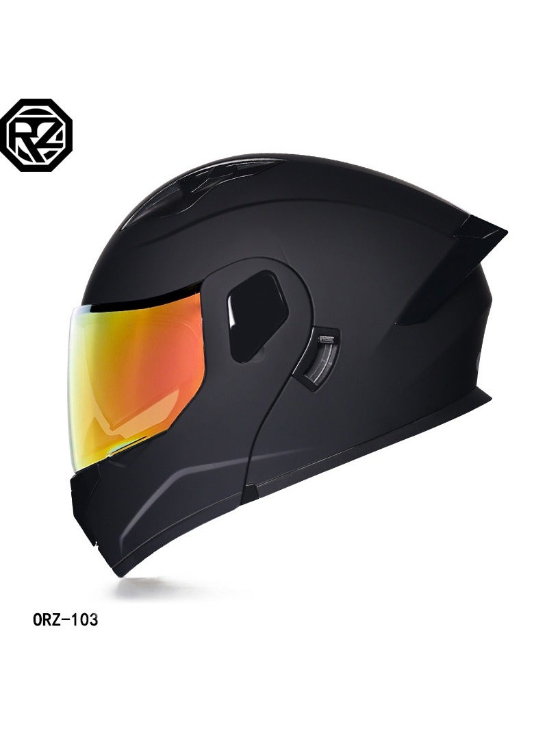 ORZ New Double Mirror Helmet Semi Full Cover Four Seasons Motorcycle Helmet 
