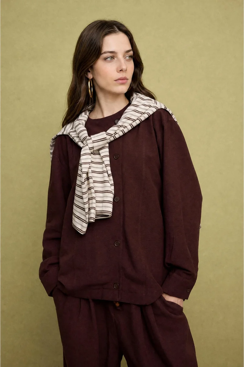 Regular Fit Linen Blended Jacket