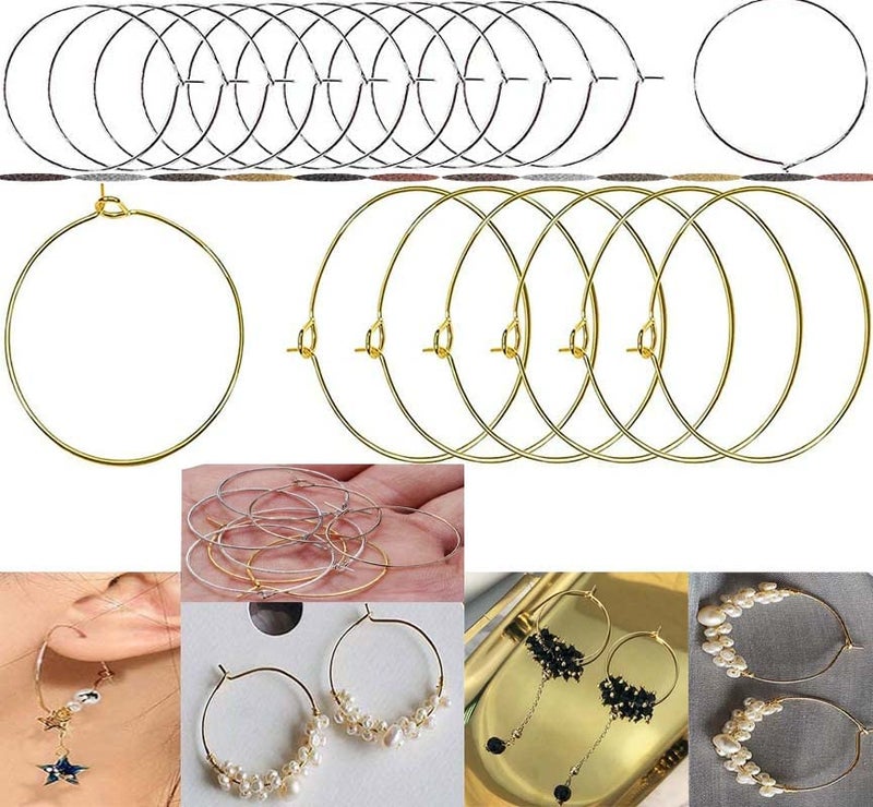 DIY Crafts 100 Pcs Mehandi Wine Glass Charm Rings Open Earring Beading Hoop Party Favor for Beading JewelleryMaking SilverGoldNicelMehandi Pla 100 Pcs Mehandi - Image 2