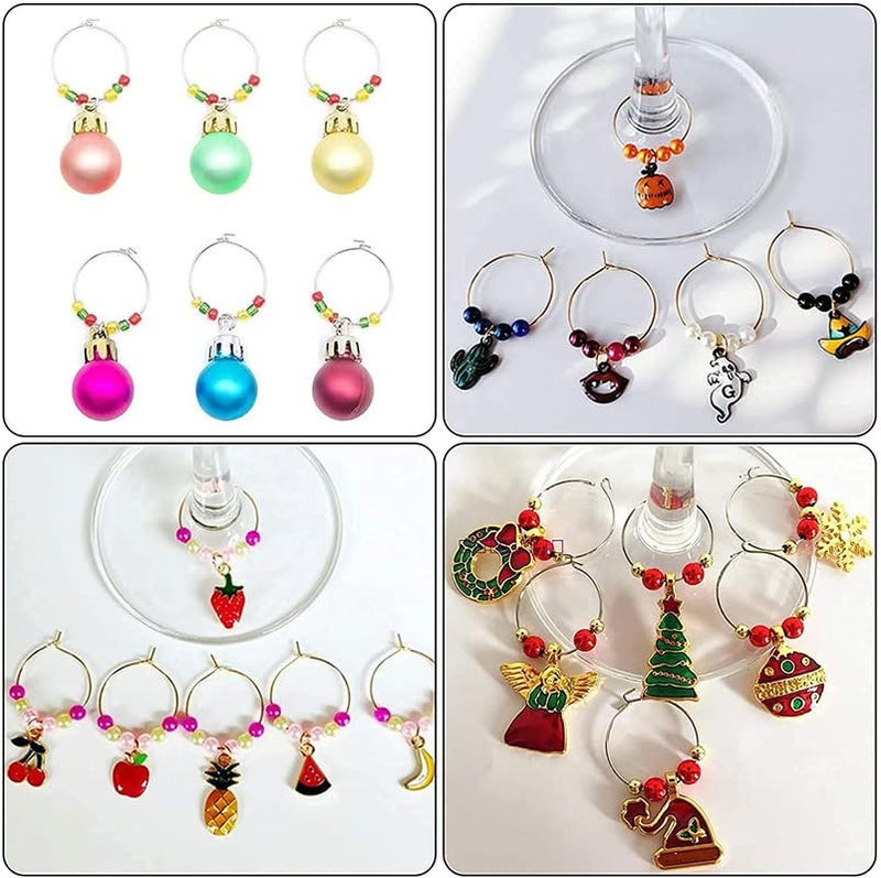 DIY Crafts 100 Pcs Mehandi Wine Glass Charm Rings Open Earring Beading Hoop Party Favor for Beading JewelleryMaking SilverGoldNicelMehandi Pla 100 Pcs Mehandi - Image 4
