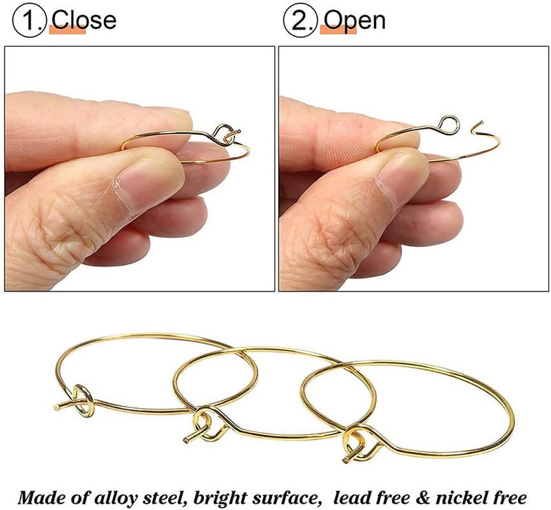 DIY Crafts 100 Pcs Mehandi Wine Glass Charm Rings Open Earring Beading Hoop Party Favor for Beading JewelleryMaking SilverGoldNicelMehandi Pla 100 Pcs Mehandi - Image 3