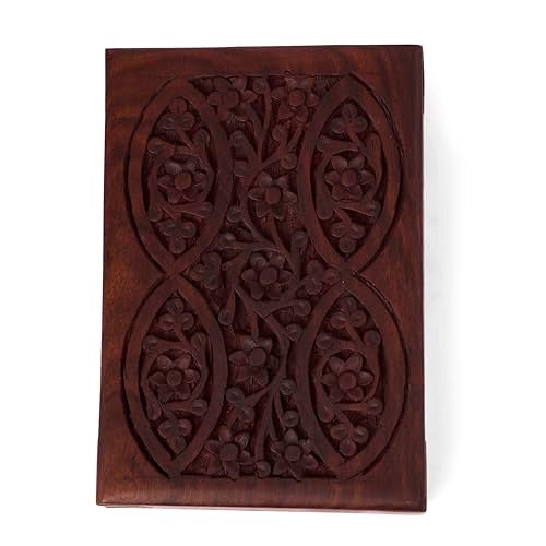 GURU JEE Ornate Hand Carved Wooden Tarot Card Trinket Box With Brass Corners, 17.8 X 12.7 6.4 Cm, Cm - Image 4