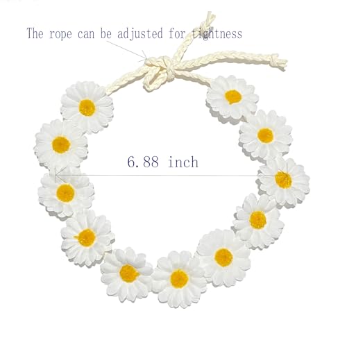 zYoung Sunflower Crown Daisy Hair Wreath Bridal Headpiece Photo Props (white) - Image 3