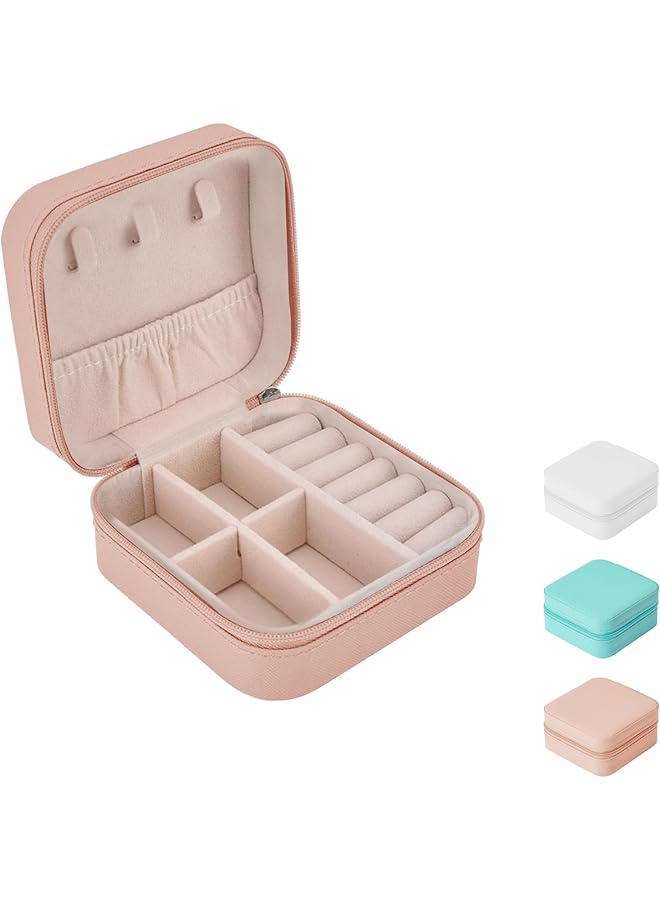 The Bros Jewelry Storage Box, Square PU leather Small Portable Home Travel Convenient to Carry and Store Girls Earrings, Necklaces, Rings, Iewelry and Other Accessories Travel Jewelry Storage Box - Image 1