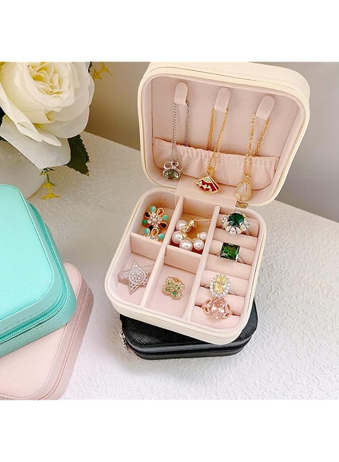 The Bros Jewelry Storage Box, Square PU leather Small Portable Home Travel Convenient to Carry and Store Girls Earrings, Necklaces, Rings, Iewelry and Other Accessories Travel Jewelry Storage Box - Image 5
