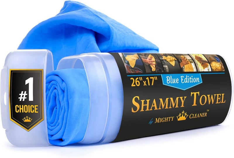 Mighty Cleaner Premium Shammy Cloth for Car Drying - 26”x17” - Super Absorbent Chamois Towel for Car - Scratch-Free, Reusable & Soft - Image 1